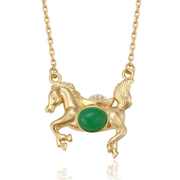Jewelry - Precious Jade Horse 18KGP Necklace